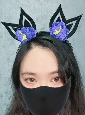 紫色花朵水钻耳朵发箍舞台走秀派对发饰万圣诞性感演唱会头饰品