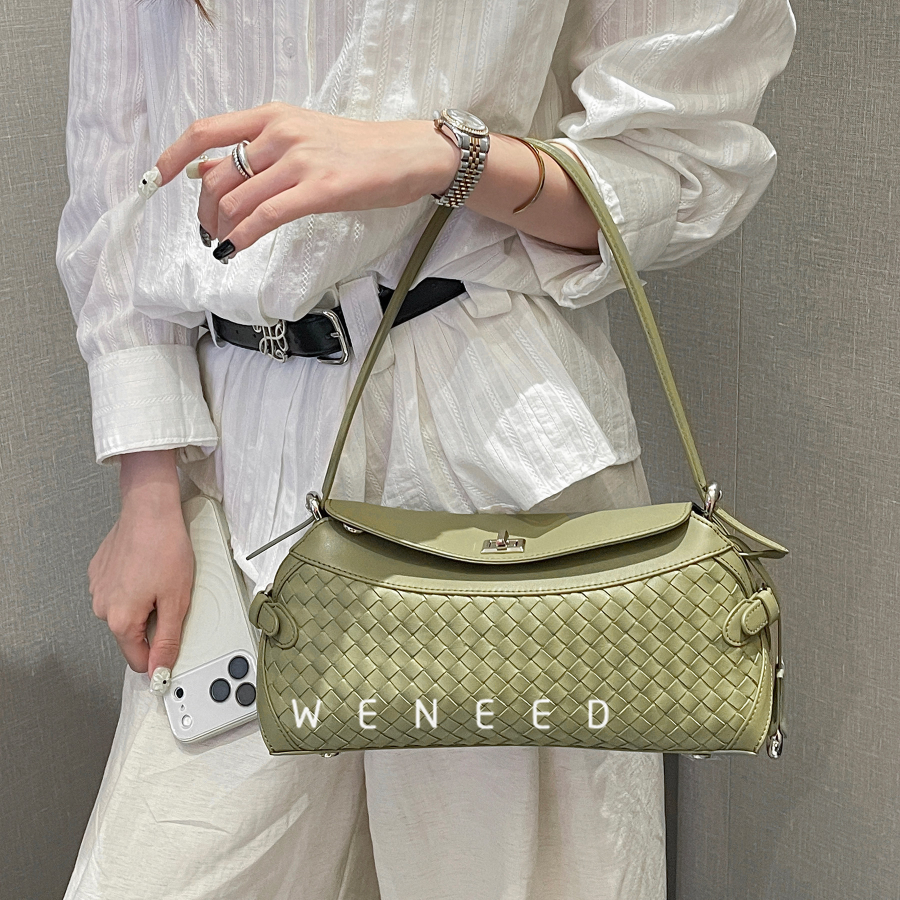 weneed包包女款真皮单肩饺子包编织简约轻奢斜挎百搭手提腋下包