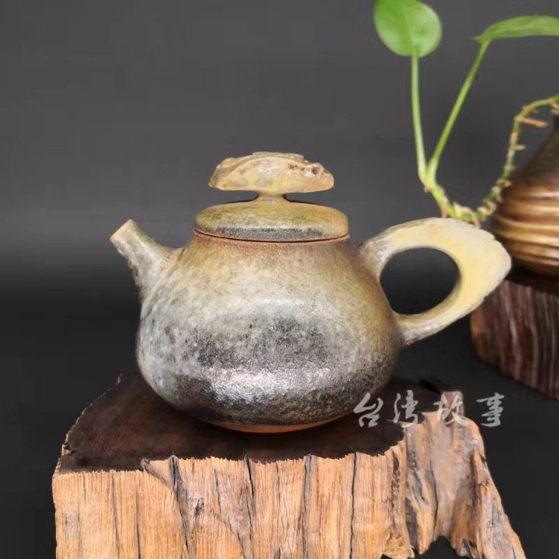 台湾故事 陶艺大师刘小评柴烧壶自然落灰工艺壶备前烧茶壶纯手工