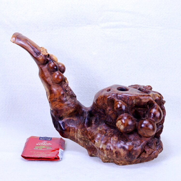 摆件装饰麻梨疙瘩大型烟斗葫芦福禄寿实木手工雕刻烟斗传统新礼品