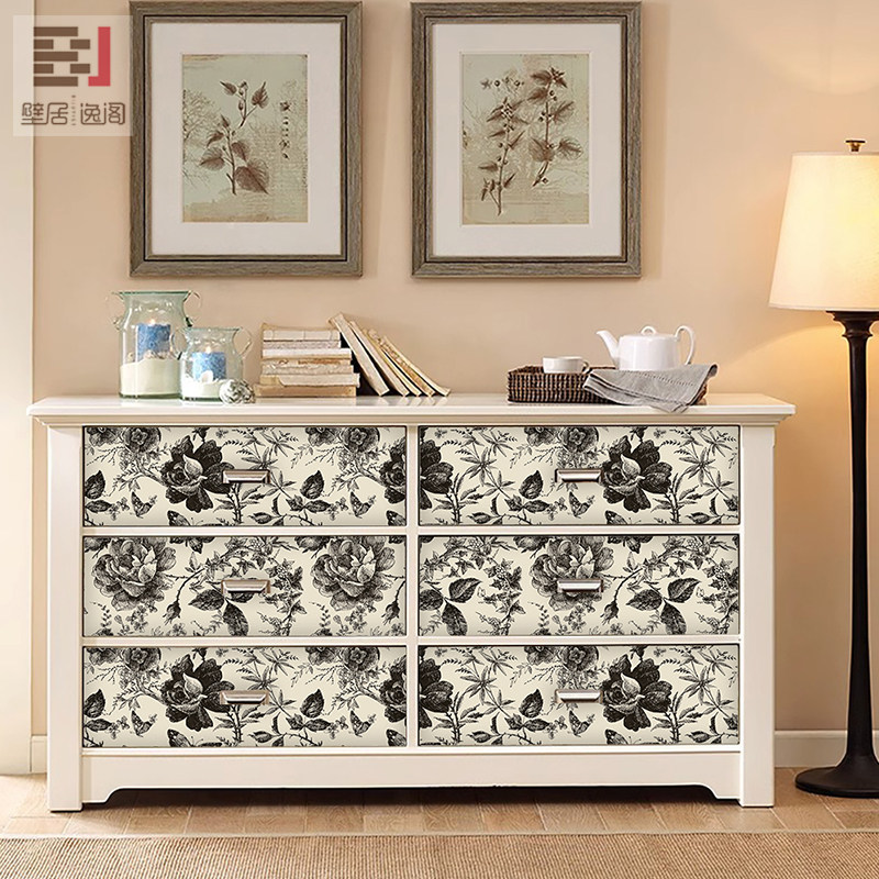 壁居逸阁法式复古衣柜装饰改造贴布玫瑰贴纸柜门翻新家具自粘墙贴,家居饰品,软装墙贴,淘宝优惠券,粉丝福利购,淘宝优惠卷