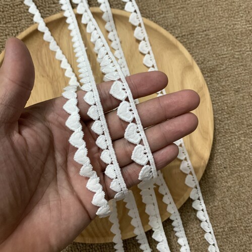 包邮桃心窄花边1公分白色蕾丝
