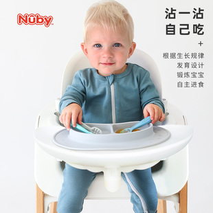 Nuby努比婴儿辅食勺硅胶沾勺宝宝训练自主进食勺宝宝训练勺餐具