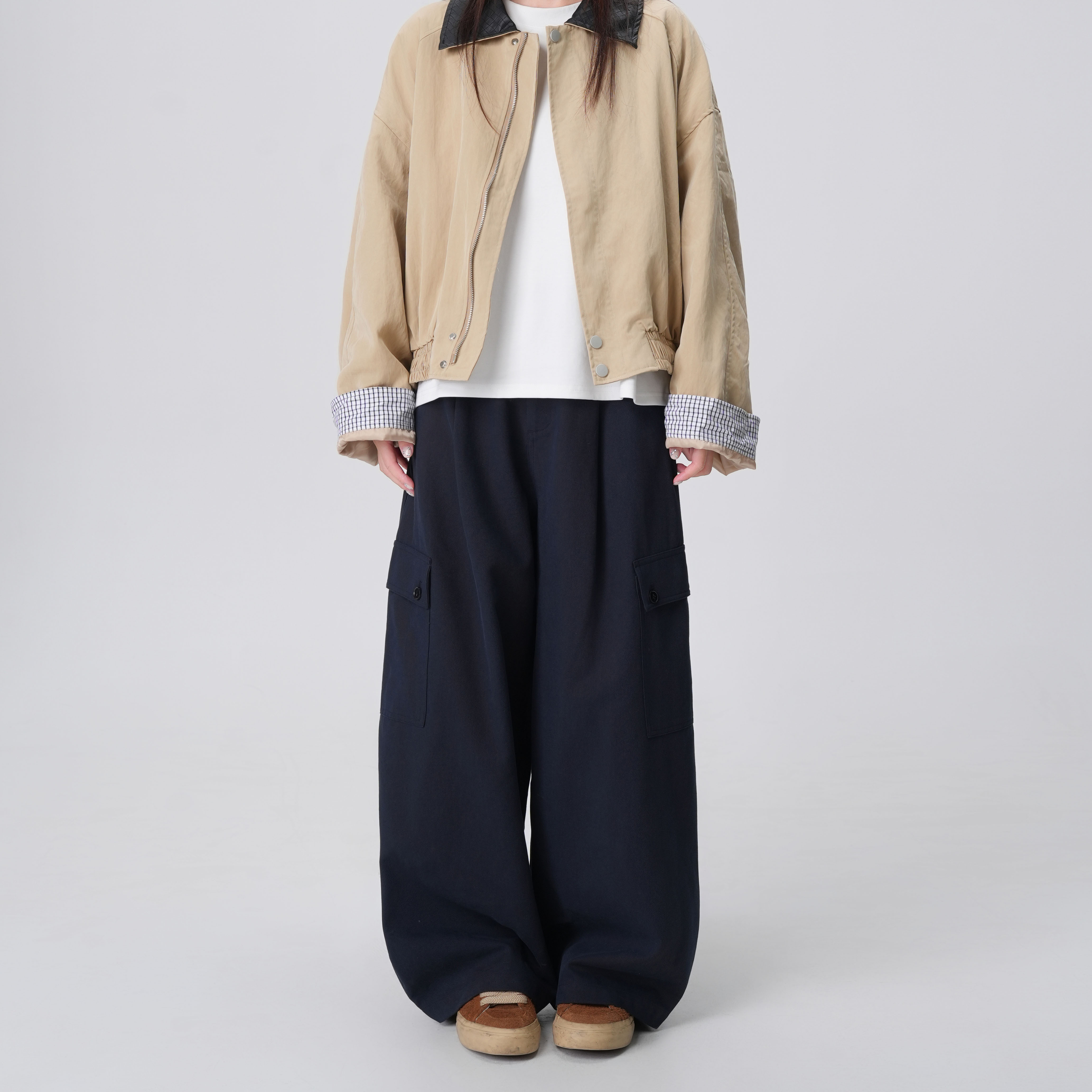 美式阔腿工装休闲裤女小个子宽松