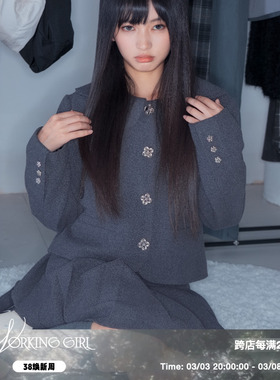 「电子蝴蝶」WorkingGirl毛呢花瓣领手工订珠秋冬复古保暖上衣女