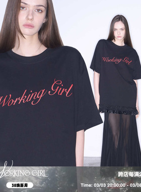 「T恤连衣裙」Working Girl“梦想家”oversize印花短袖连衣裙