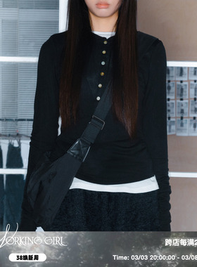 亨利领天丝羊毛长袖」WorkingGirl版型叠穿复古百搭针织衫打底衫