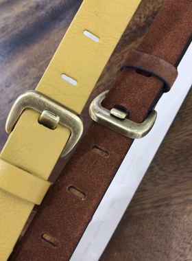 MK新款小牛皮皮带咖啡色反牛皮姜黄色小牛皮复古风个性百撘