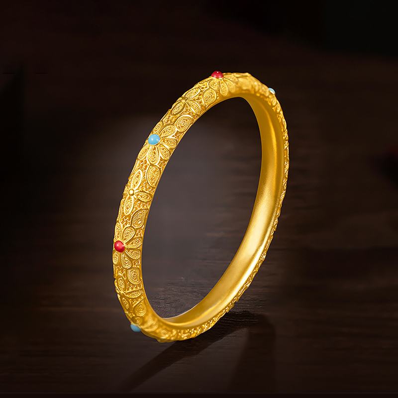 皇后花丝手镯古法传承金包银珐琅彩中式镯子宫廷风古典手环送女友