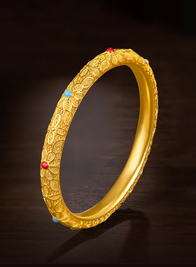 皇后花丝手镯古法传承金包银珐琅彩中式镯子宫廷风古典手环送女友