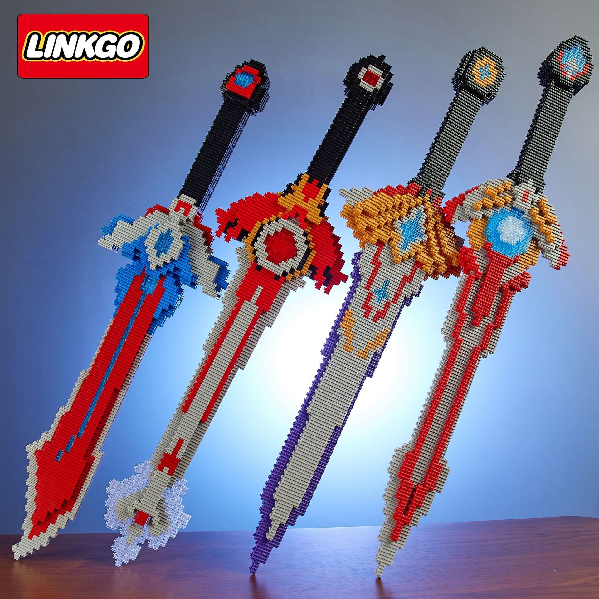 linkgo新品拼装积木刀剑刃普通塑料积木