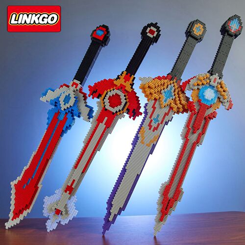linkgo新品拼装积木刀剑刃aj鞋子宇航员动漫手办玩具摆件学生礼品