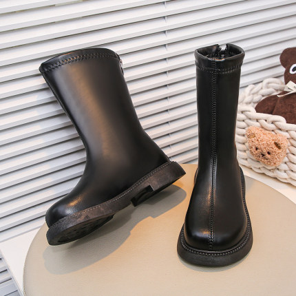 Girls Long Boots Long Shoe Leather Boots New Spring and Aut