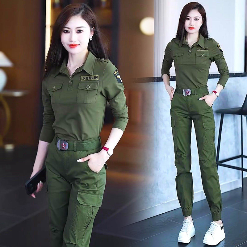 新款迷彩服工装套装翻领水兵舞服