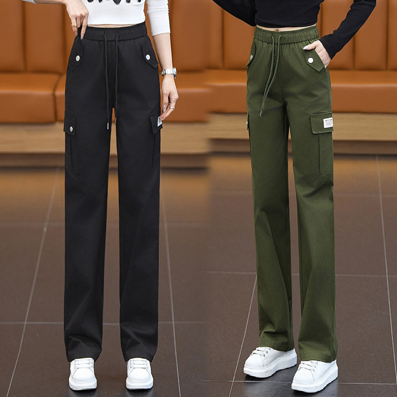 迷彩工装裤女士修身显瘦直筒裤