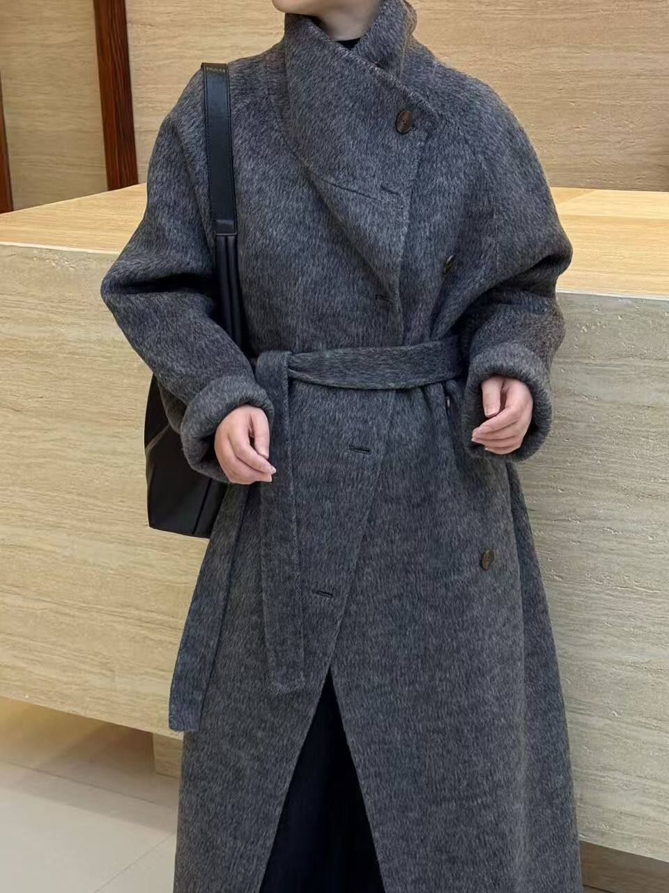 初雪降临 高级感阔版女秋冬26新高级感双面羊毛大衣加长款毛呢