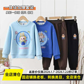 工厂大清货儿童套装 子 男童女童加绒加厚上衣裤 冬季 一体绒卫衣卫裤