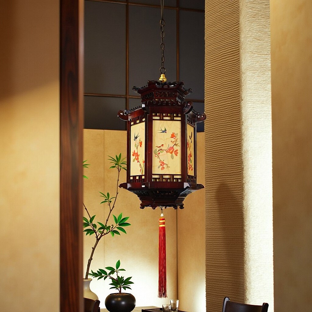 实木小吊灯中式茶室禅意灯笼寺庙长廊民宿古建筑凉亭宋代美学吊灯