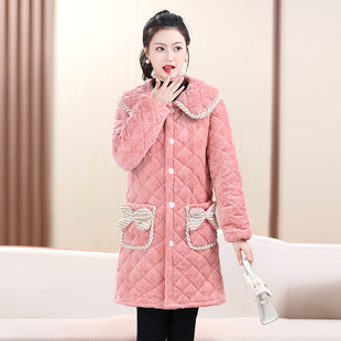 棉衣罩衣睡衣家居服冬款 加绒加厚大码 女棉服外穿 新款 2024秋冬季