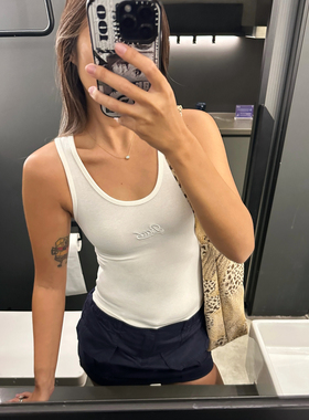 韩国辣妹品牌bad春夏纯色刺绣字母修身性感纯色百搭打底外穿背心