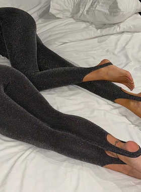 2024大热新款ins辣妹性感亮丝高弹纯色瑜伽裤紧身踩脚连裤袜长裤