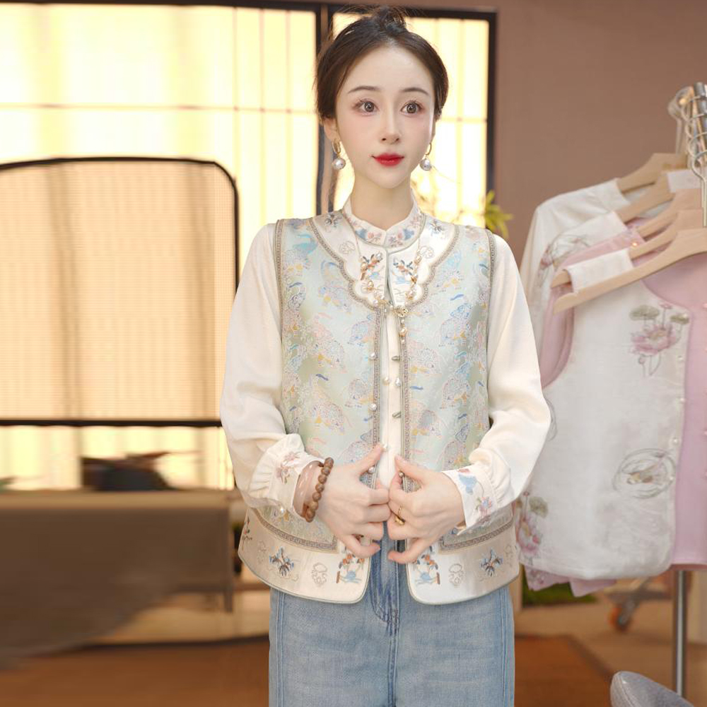 新中式国风重工刺绣双面穿马甲女