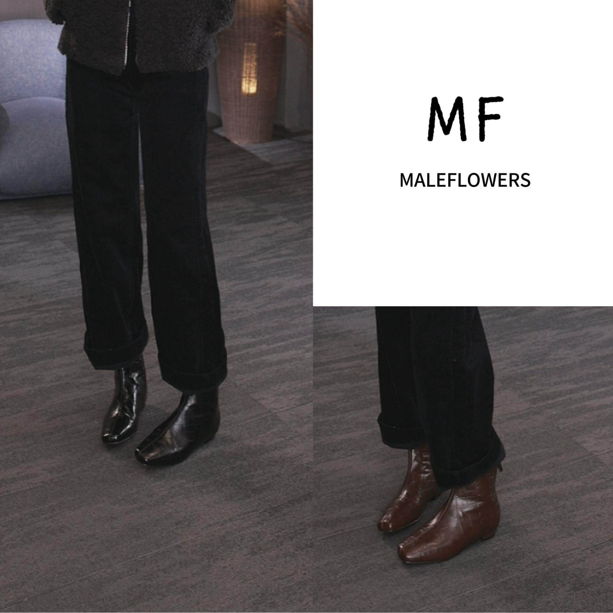 东倪MF 加绒女士皮鞋短靴时尚通勤方根高跟鞋 秋冬款 85D88206