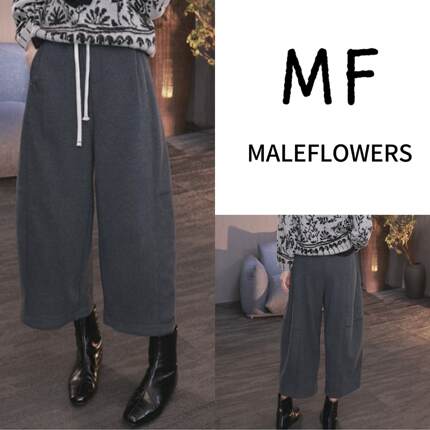 东倪MF 加绒加厚气球裤高腰保暖阔腿休闲针织卫裤百搭冬 85D56260