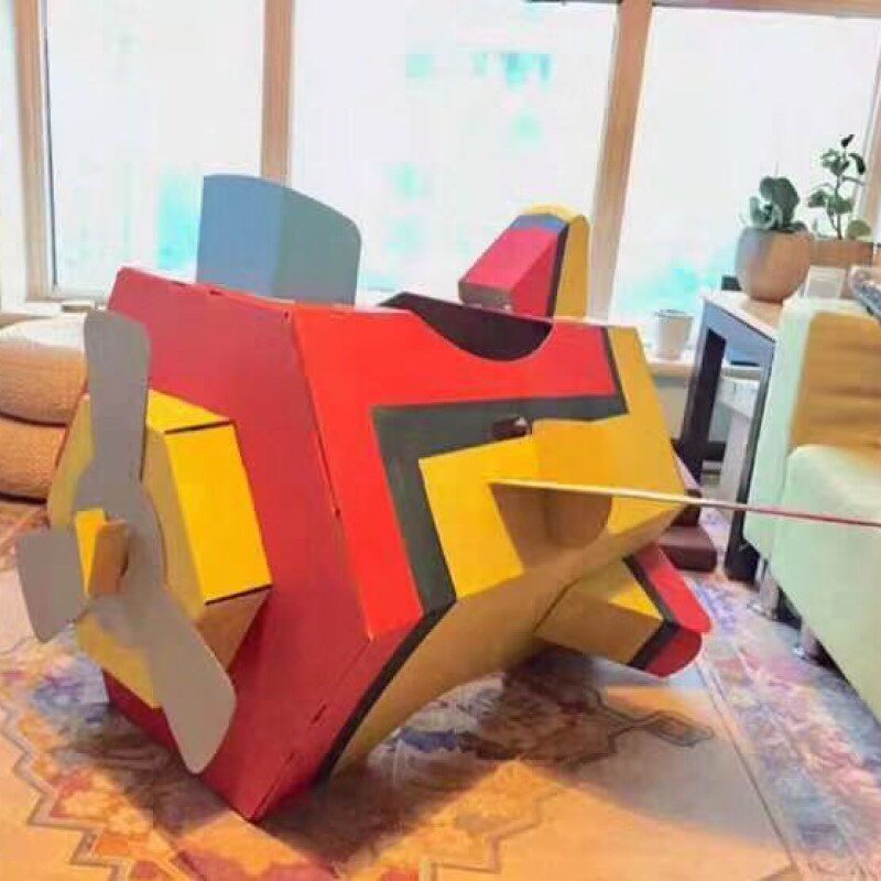 儿童纸板飞机模型diy战斗机可穿男童手工纸盒拆装玩具涂色纸皮拼