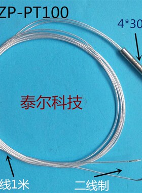 PT100铂电阻芯片子 热电偶4*30高温不锈钢探头线PT100温度传感器