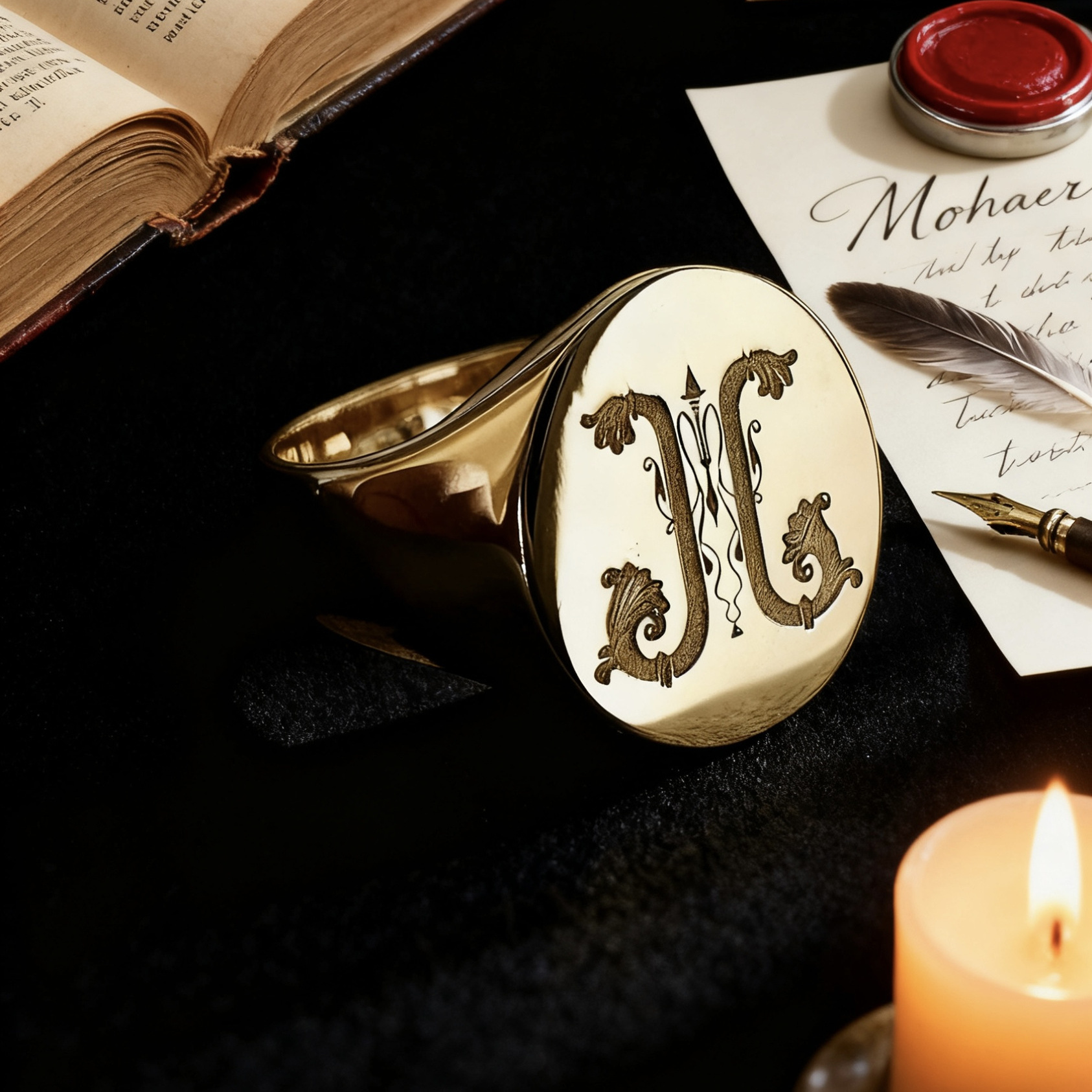 定制设计字母印章戒指