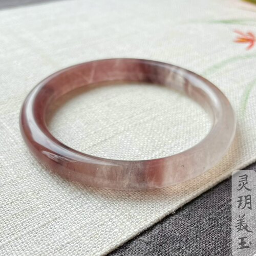 无优化新疆哈密天然金丝玉高冰圆条紫罗兰手镯烟紫俏黄克拉玛依籽 - 封面