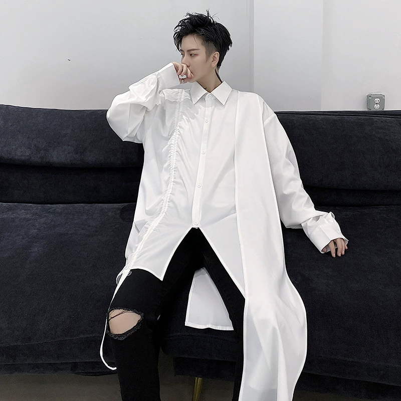 暗黑系中长款设计感衬衫