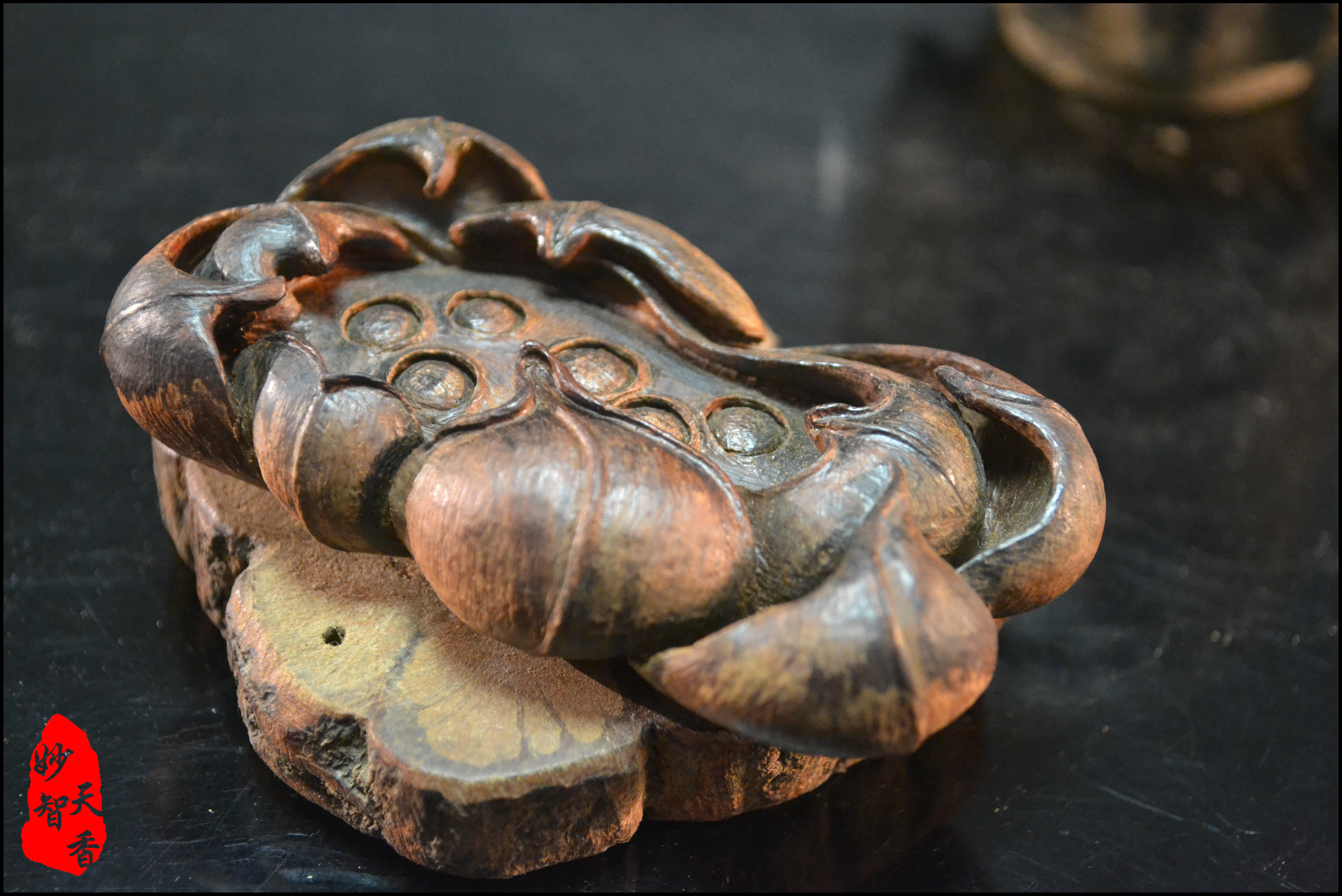 手工雕刻 荷花红木摆件工艺品手把件 所见所得 一物一拍