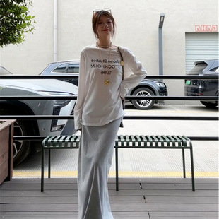 国潮美式复古1996字母印花长袖T恤女早秋宽松百搭圆领打底上衣