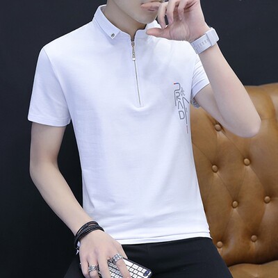 潮牌圆领条纹衬衫短袖t恤男款