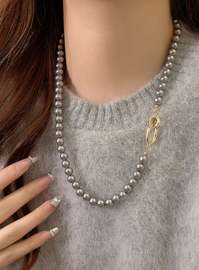 小香风灰色高端大气卫衣链