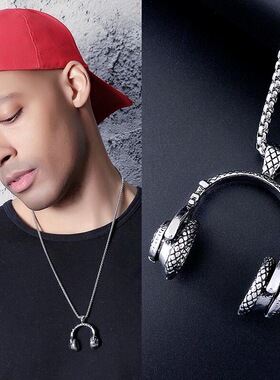 耳机吊坠项链欧美痞帅挂件女潮
