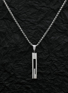 港风简约设计钛钢小长条项链