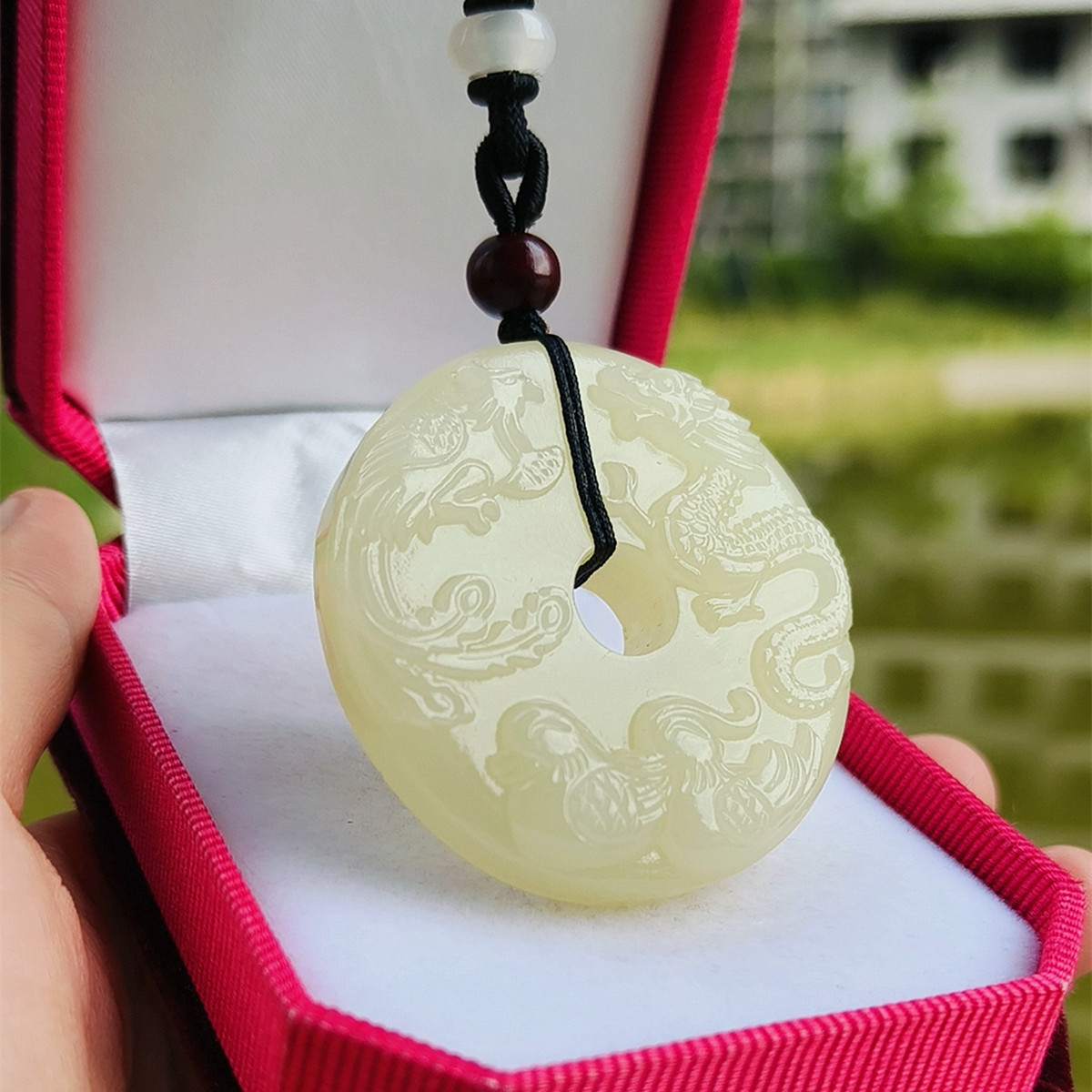 天然青白玉鸳鸯龙凤平安扣男女款