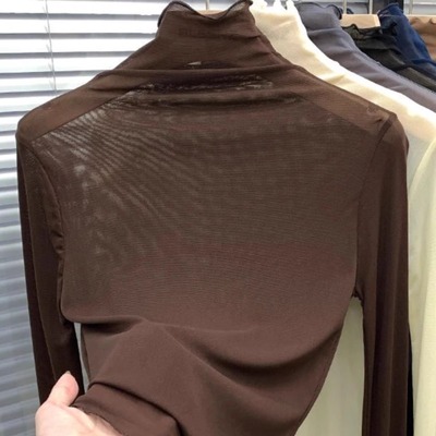 木耳边叠穿半高领内搭薄款黑色