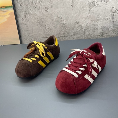 加绒卡皮巴拉泡泡德训鞋女鞋子2025新款内增高休闲学生保暖面包鞋