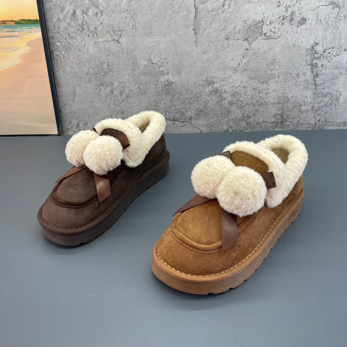 2025冬季新款撤柜断圆头乐福鞋豆豆鞋加绒保暖一脚蹬可爱棉鞋女鞋,女鞋,乐福鞋（豆豆鞋）,淘宝优惠券,粉丝福利购,淘宝优惠卷