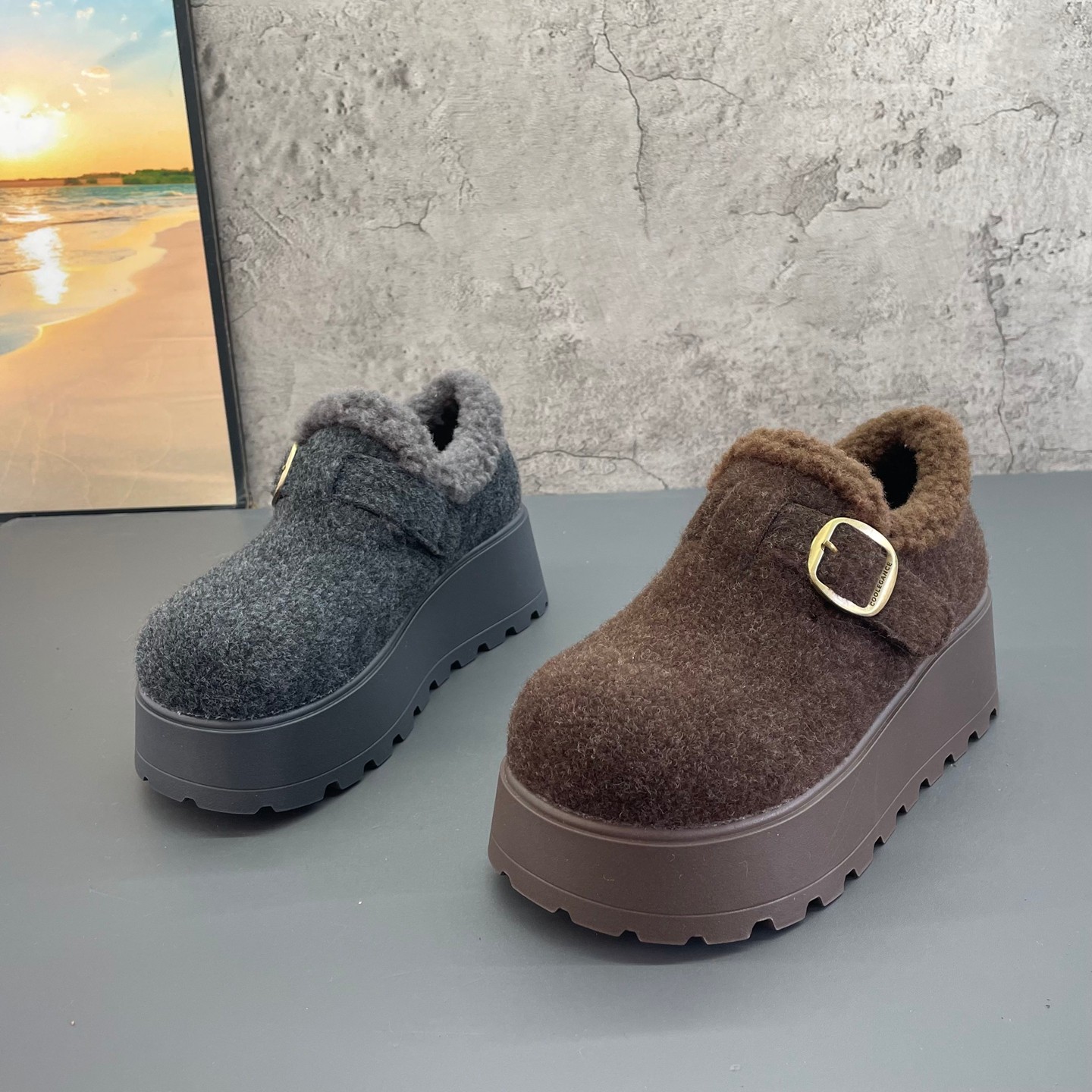 2025撤柜断码秋冬季新款女鞋呢子厚底增高复古深口加绒保暖勃肯鞋,女鞋,勃肯鞋/软木鞋,淘宝优惠券,粉丝福利购,淘宝优惠卷