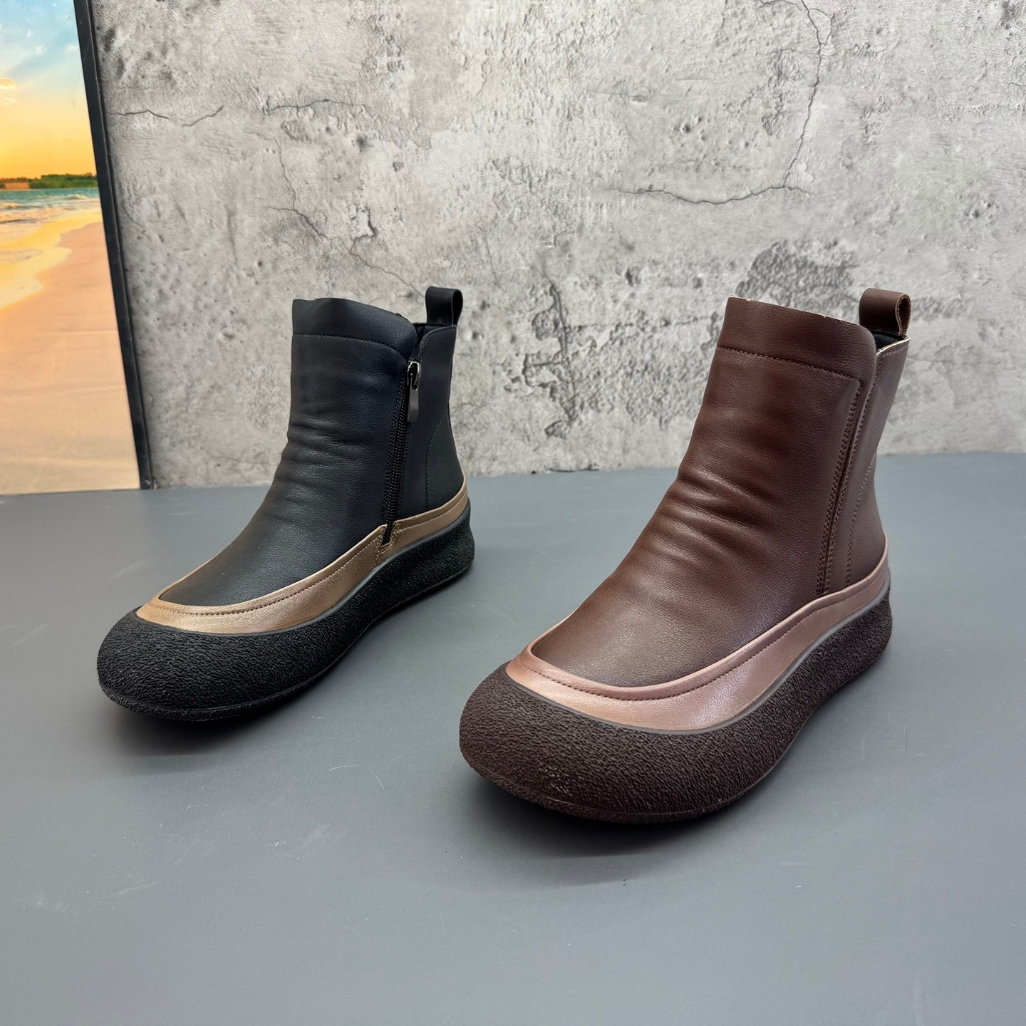 2025新款秋冬季撤柜断码真皮切尔西靴侧拉链加绒保暖牛皮女棉短靴,女鞋,切尔西靴,淘宝优惠券,粉丝福利购,淘宝优惠卷