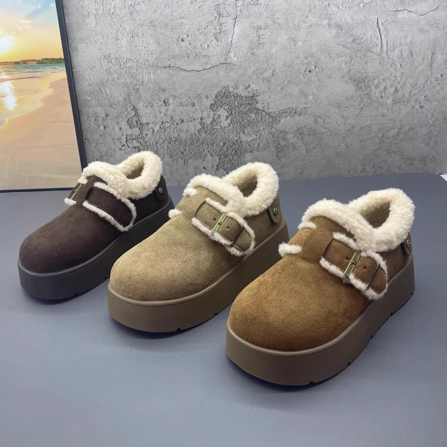 2025撤柜断码冬季新款羊绒面女鞋厚底加绒保暖复古勃肯鞋棉鞋女鞋,女鞋,勃肯鞋/软木鞋,淘宝优惠券,粉丝福利购,淘宝优惠卷