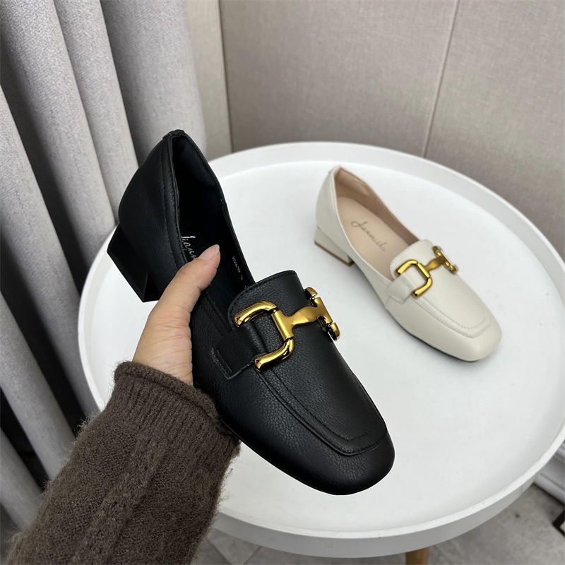 时尚百搭低跟方头单鞋女鞋潮流