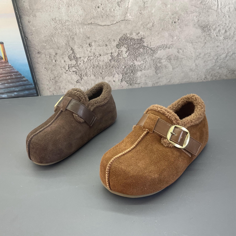 全真皮复古内增高加绒女棉鞋2025撤柜断码冬季新款吐司勃肯鞋女鞋