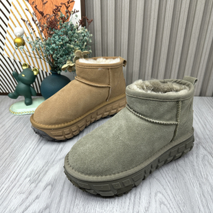 真皮套筒加绒加厚保暖大棉靴百搭雪地靴 处理冬季 2025新款 撤柜断码