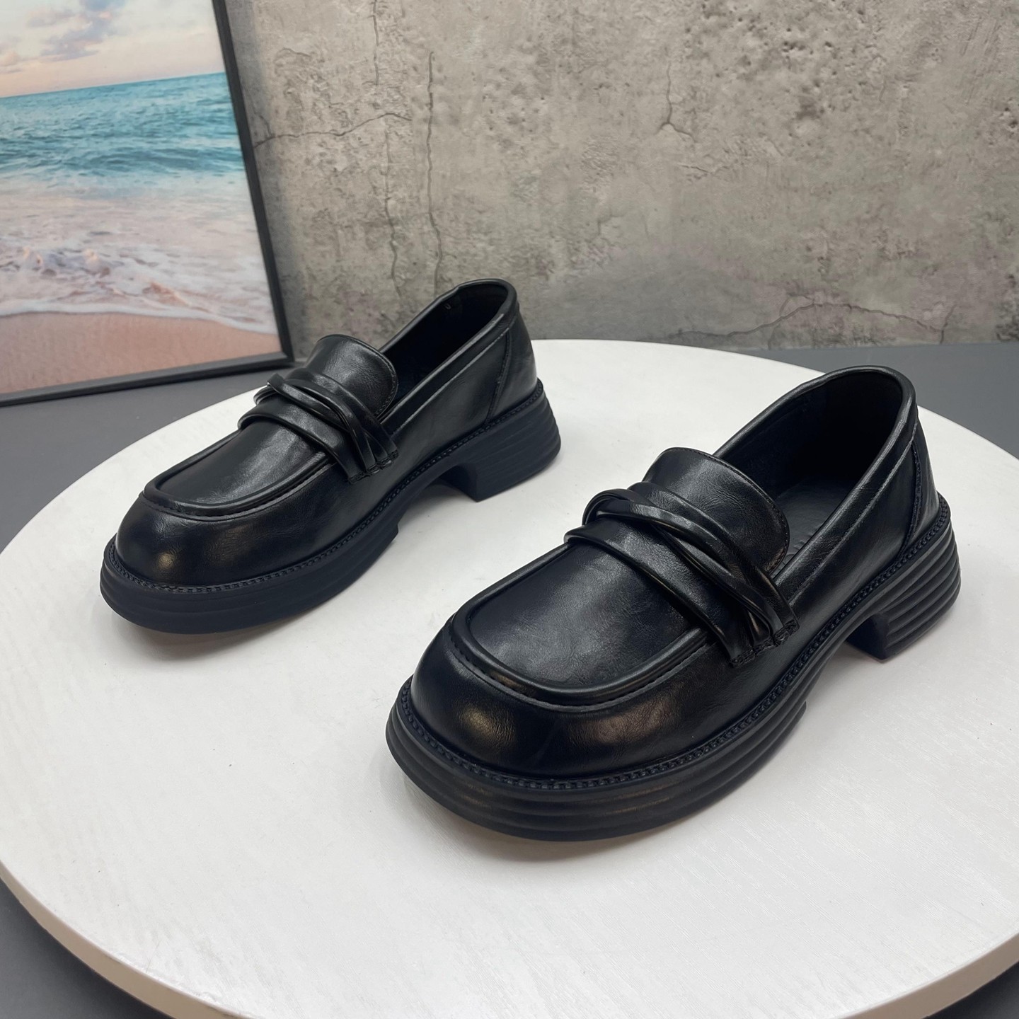 英伦黑色乐福鞋2025秋季撤柜断码新款圆头套脚软底时尚百搭女单鞋,女鞋,乐福鞋（豆豆鞋）,淘宝优惠券,粉丝福利购,淘宝优惠卷